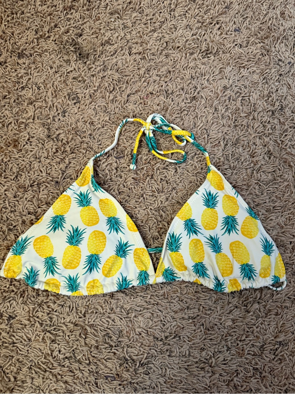 Old Navy Pineapple Print Triangle Swim Top - White, Yellow & green